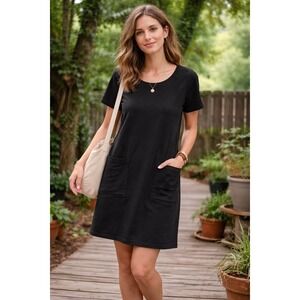 Prairie Underground Workaday Dress Black Organic Cotton Pocket Size Medium USA